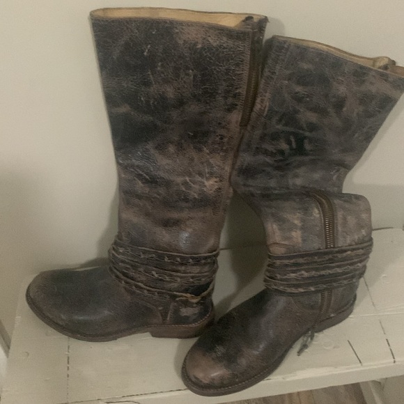 Bed Stu 8 black leather distressed 2 zippers - Picture 2 of 9